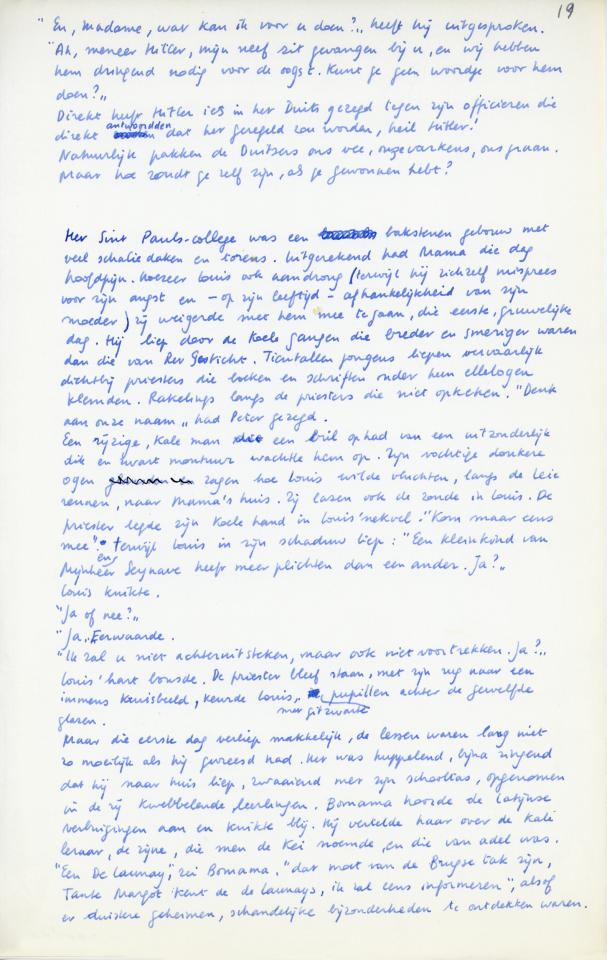 Handschriftelijke versie van Het verdriet van België Handschriftelijke versie van Het verdriet van België