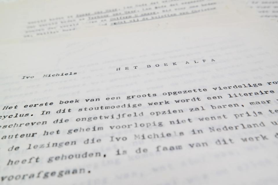 Typoscript van Het boek Alfa Typoscript van Het boek Alfa
