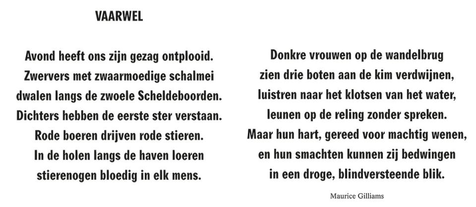 Vaarwel, gedicht uit de dichtbundel 'De dichter en zijn schaduw' van Maurice Gilliams