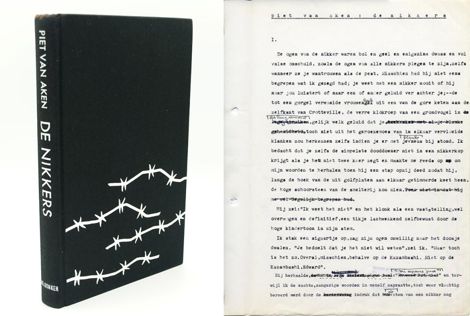 Band en typoscript van 'De nikkers' van Piet van Aken
