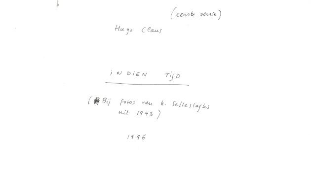 Cover van het manuscript van In dien tijd