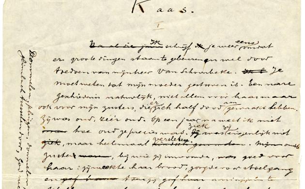 De eerste pagina van de novelle 'Kaas' van Willem Elsschot