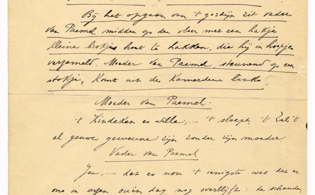 Cyriel Buysse: Het gezin Van Paemel, nethandschrift