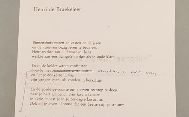 Herman de Coninck: 'Henri de Braekeleer', drukproef
