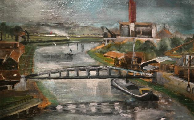 Schilderij door Louis Paul Boon, ‘Zicht op de Dender’, 1937 Schilderij door Louis Paul Boon, ‘Zicht op de Dender’, 1937