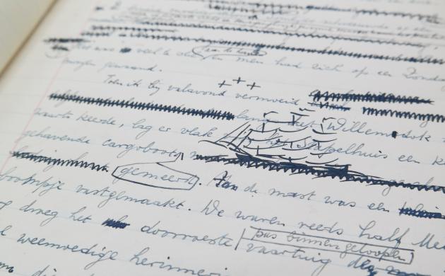 Handschrift van het verhaal ‘In memoriam’, 1928 Handschrift van het verhaal ‘In memoriam’, 1928