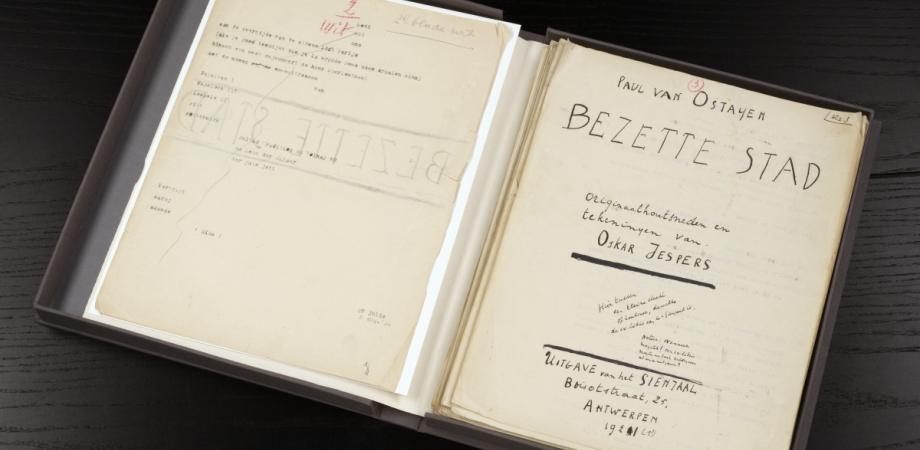 Paul van Ostaijen: handschrift 'Bezette Stad', titelpagina