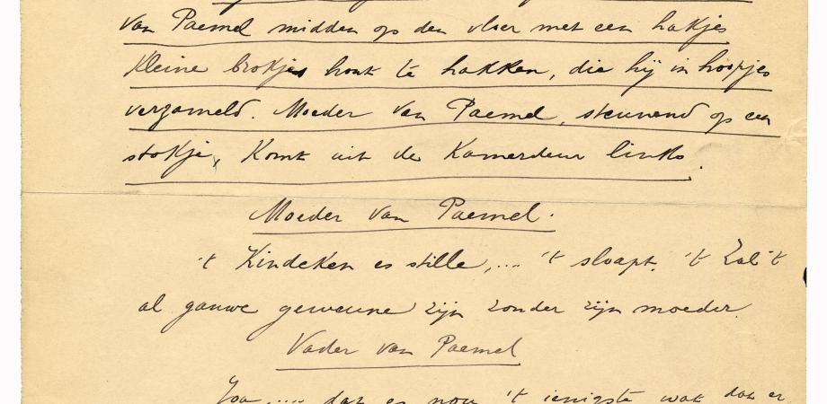 Cyriel Buysse: Het gezin Van Paemel, nethandschrift