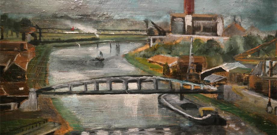 Schilderij door Louis Paul Boon, ‘Zicht op de Dender’, 1937 Schilderij door Louis Paul Boon, ‘Zicht op de Dender’, 1937