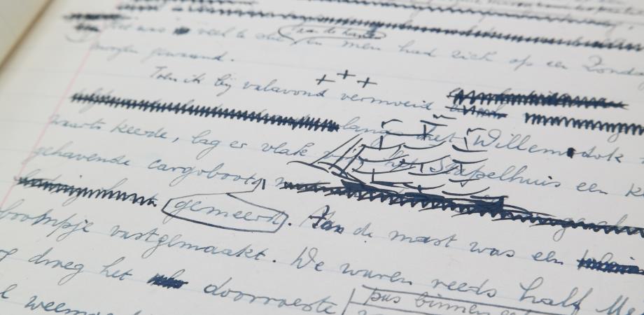 Handschrift van het verhaal ‘In memoriam’, 1928 Handschrift van het verhaal ‘In memoriam’, 1928