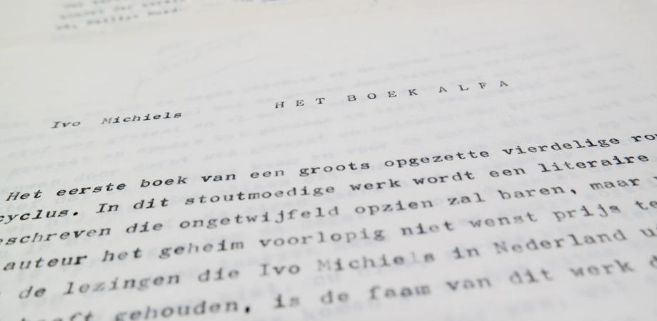 Typoscript van Het boek Alfa Typoscript van Het boek Alfa